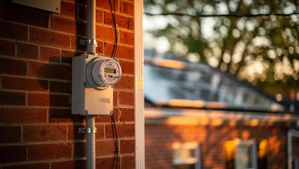 Pepco utility meter on a DC rowhouse during solar interconnection process