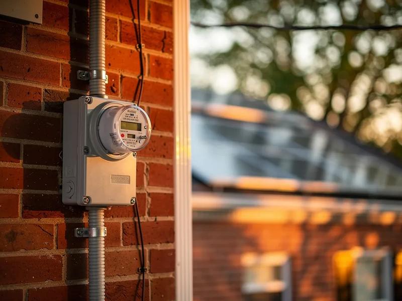 Pepco utility meter on a DC rowhouse during solar interconnection process