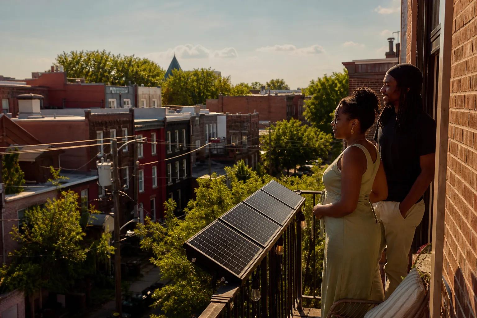 South-facing DC balcony with small plug-in solar panels—balcony solar DC case study setting