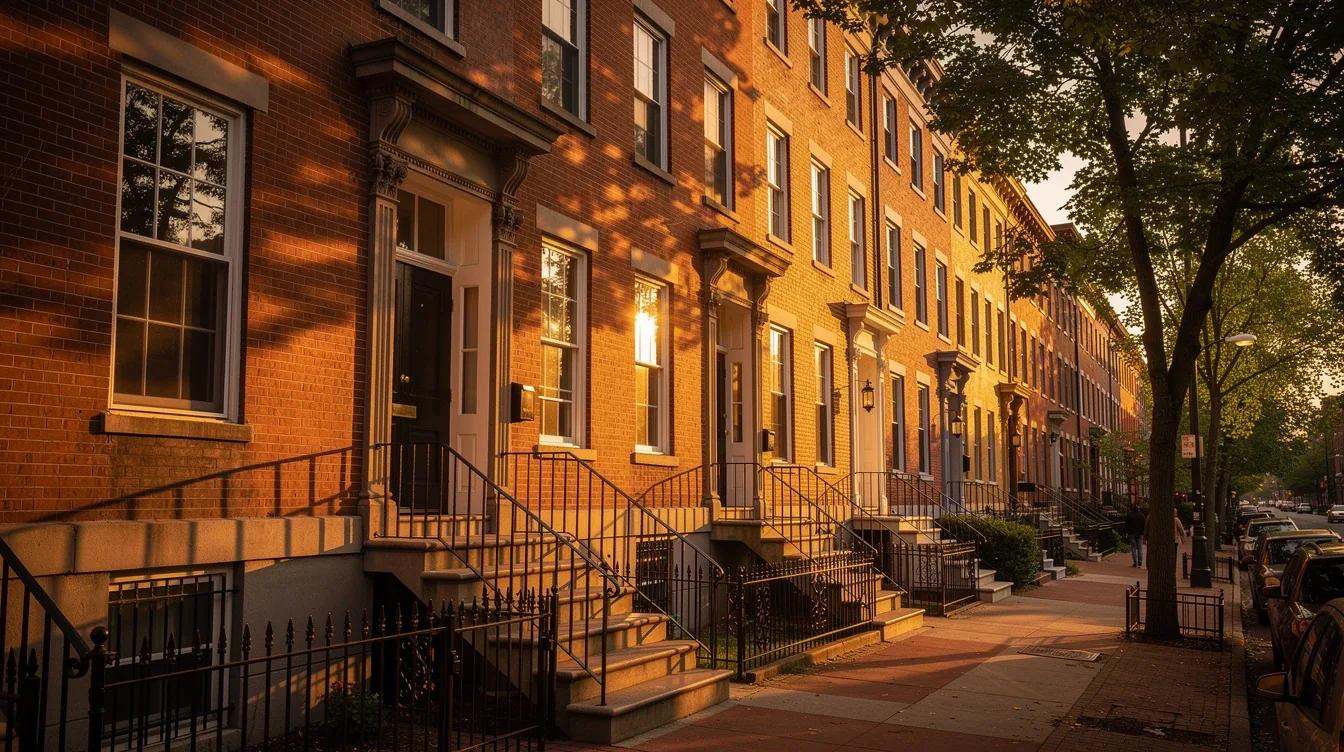 Brick DC row houses on a Capitol Hill street showing original wood-sash windows and masonry facades typical of pre-1940 construction