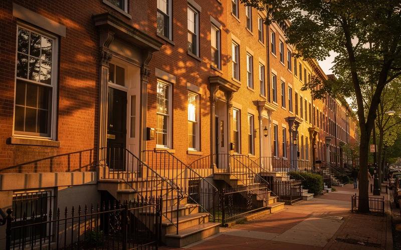 Brick DC row houses on a Capitol Hill street showing original wood-sash windows and masonry facades typical of pre-1940 construction