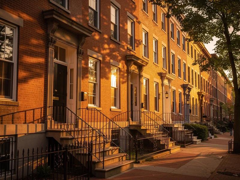 Brick DC row houses on a Capitol Hill street showing original wood-sash windows and masonry facades typical of pre-1940 construction
