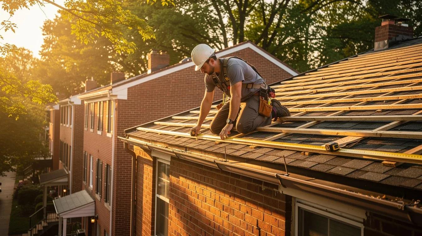 DC row house rooftop solar installation with Pepco meter visible, showing a completed residential solar array in Washington DC