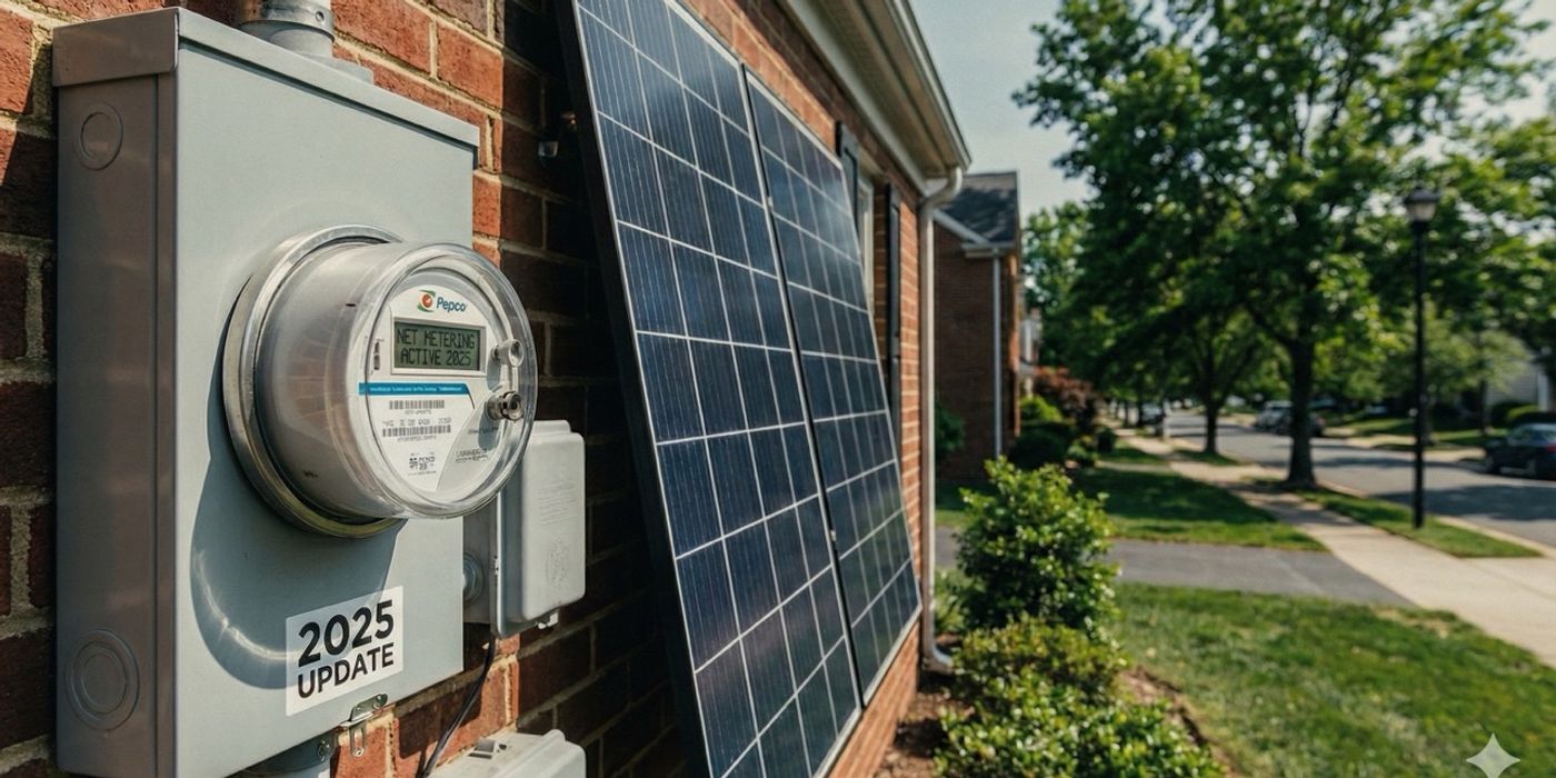 Solar panels with electric meter.
