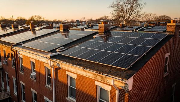 Solar panels installed on a DC rowhouse rooftop awaiting Pepco interconnection approval