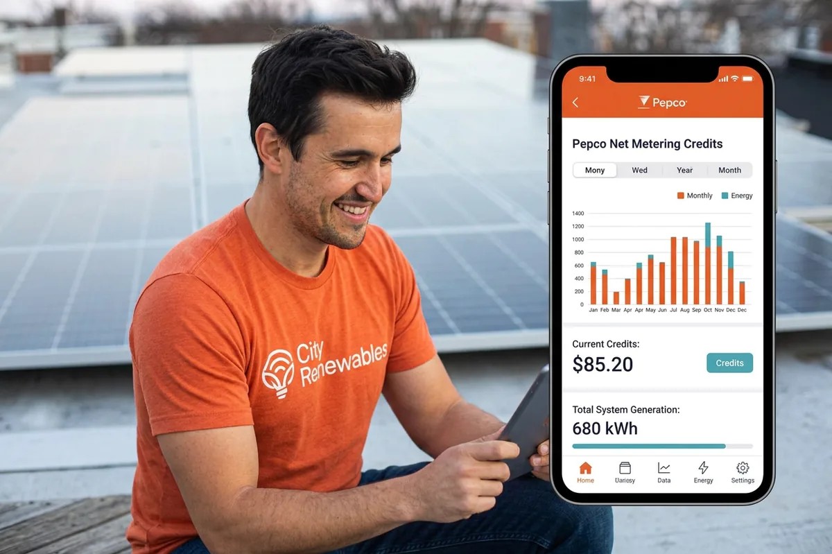 Washington DC solar homeowner reviewing net metering credits on Pepco bill