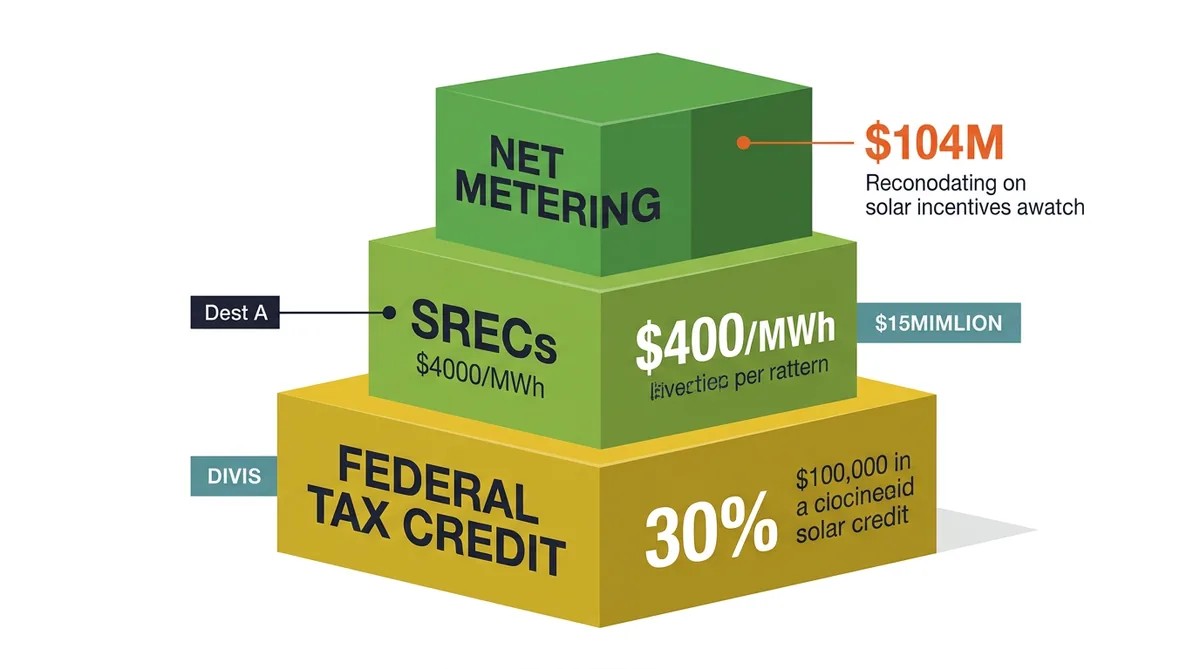 DC solar incentive stack showing federal tax credit, SREC income, net metering, and property tax exemption