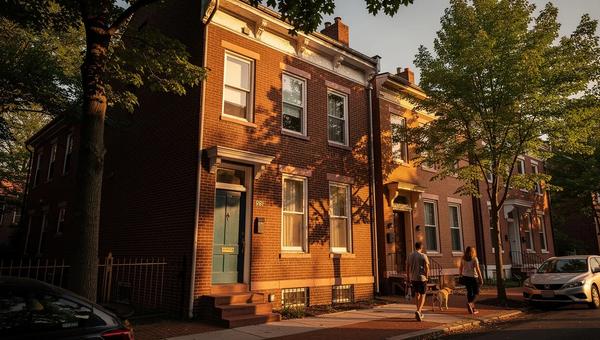 DC rowhouse in a historic district with rear-slope solar panels and original brick facade