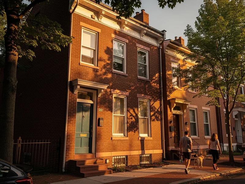 DC rowhouse in a historic district with rear-slope solar panels and original brick facade