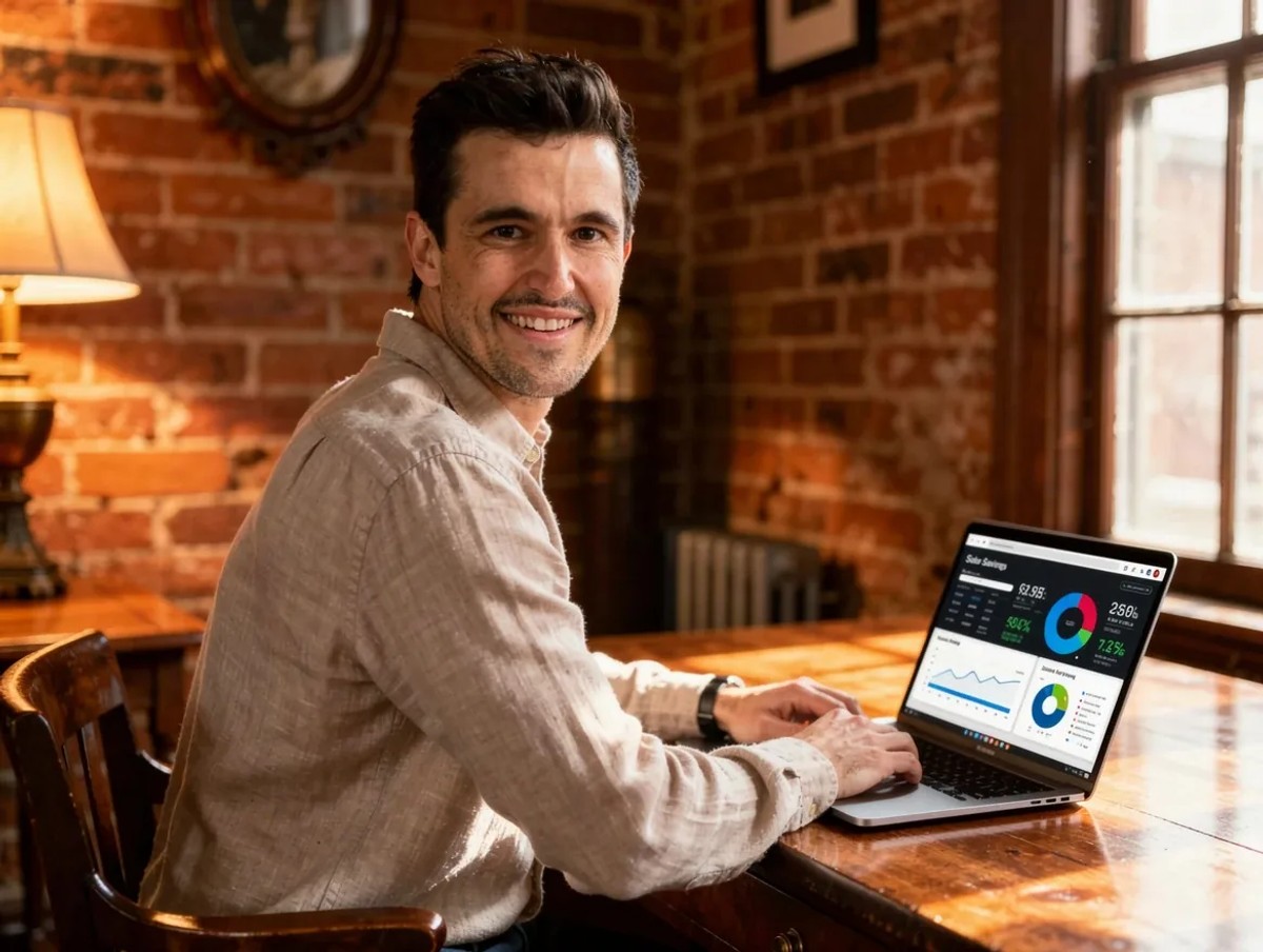 Georgetown homeowner reviewing solar savings and ROI data for their historic DC home