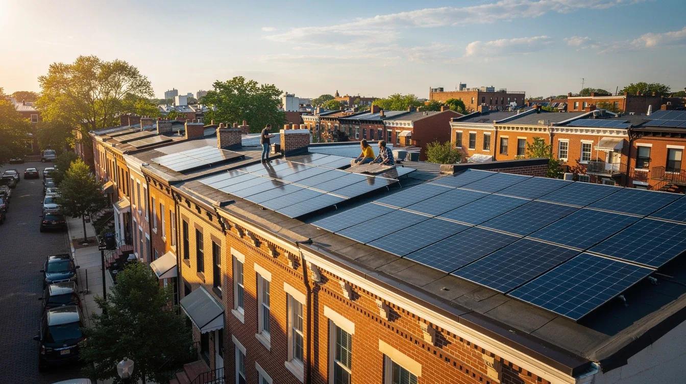 Cost of solar per watt in Washington DC 2026 — installed solar panels on a DC rowhouse roof