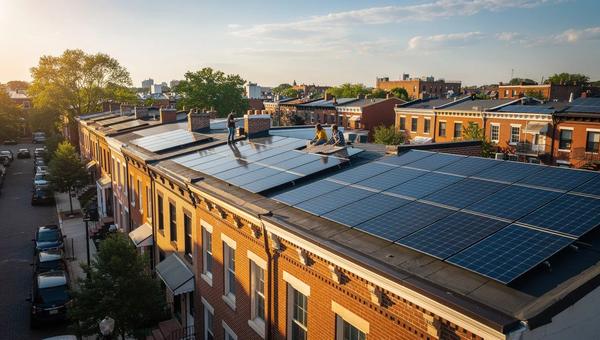 Cost of solar per watt in Washington DC 2026 — installed solar panels on a DC rowhouse roof