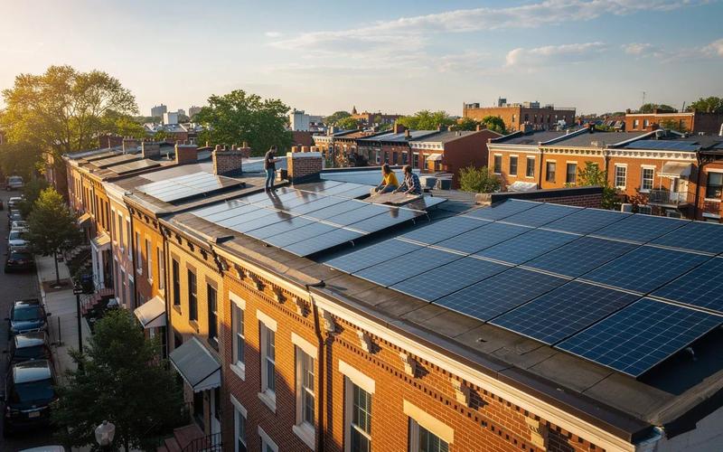 Cost of solar per watt in Washington DC 2026 — installed solar panels on a DC rowhouse roof