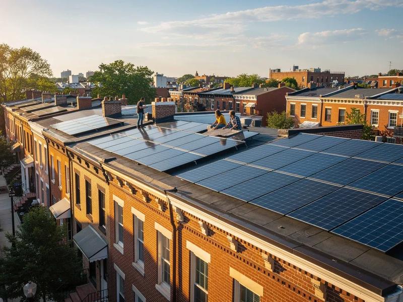 Cost of solar per watt in Washington DC 2026 — installed solar panels on a DC rowhouse roof