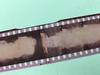 Strip of 35mm nitrate film showing decomposition