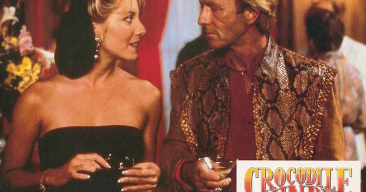 red dress in crocodile dundee STAR LOT *** . A red lycra 'Amorphous' dress by Swanky Modes, circa 1978 . Swanky Modes was a Camden-based British fashion label founded by four young designers in 1972. Known