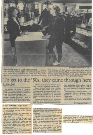 A 1988 newspaper article from the Chronicle Tribune featuring Bronwyn Barnett.