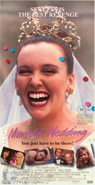 Australian advertising poster for Muriel's Wedding featuring Muriel (Toni Collette) smiling in her wedding dress