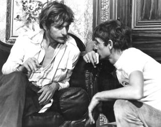 Director Peter Weir and Artistic Advisor Martin Sharp seated and conferring during the filming of Picnic at Hanging Rock.