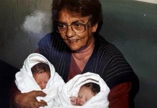 Aunty Pansy Hickey Holding her Grandchildren
