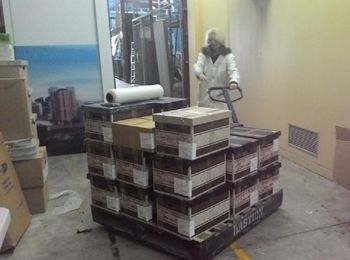 NFSA staff in Melbourne packing up a retrospective news collection from NWS 9 Adelaide