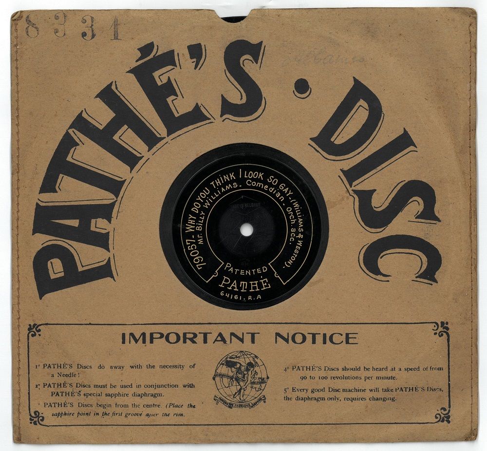 Record cover of Pathé disc 'Why do you think I look so gay'.