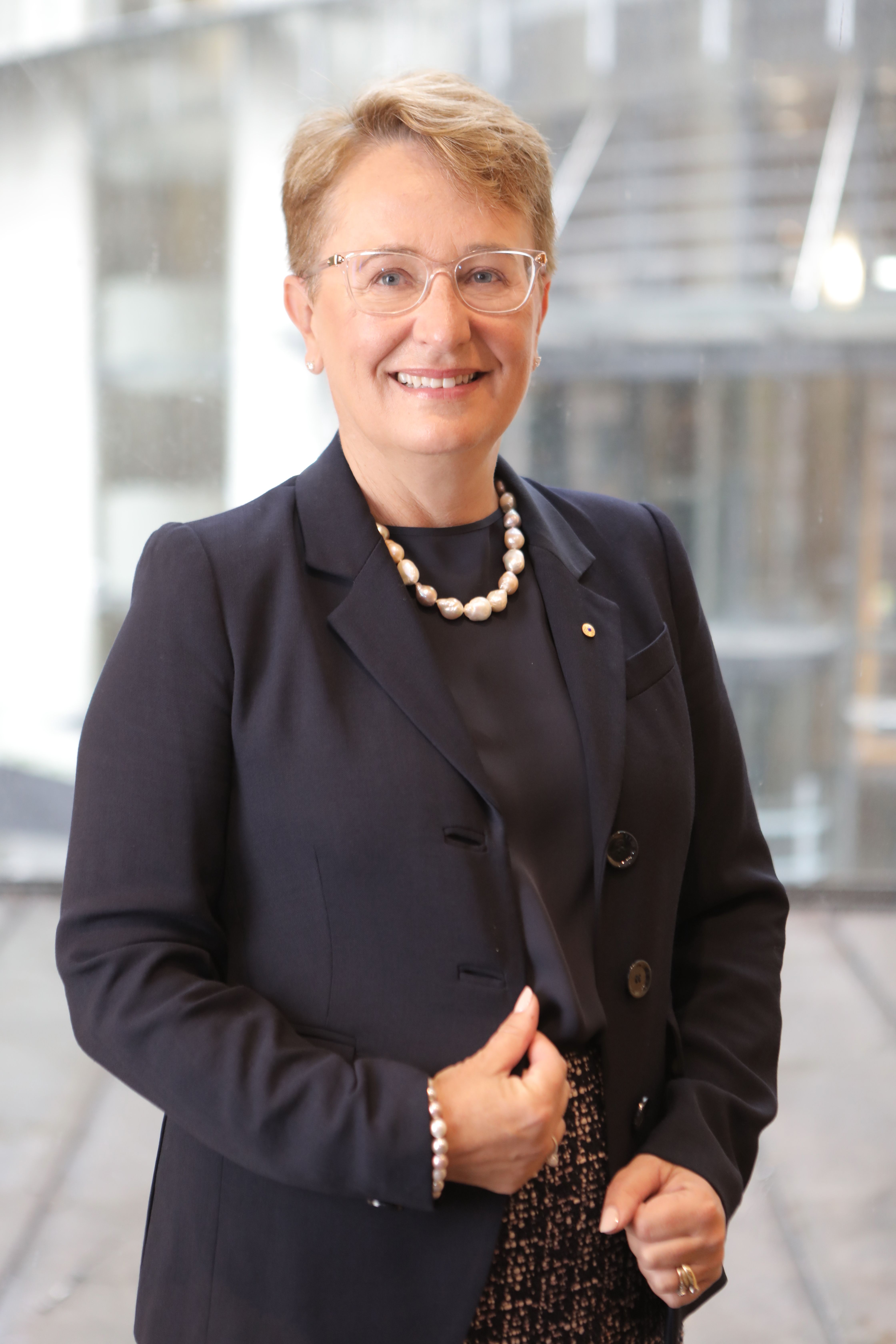 Portrait of NFSA Board member Lucinda Brodgen, smiling at the camera.