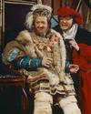 Graham Kennedy sitting on the throne as Henry VIII with Bert Newton standing beside him