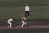 Frame capture of Don Bradman hitting a boundary.