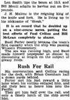 Newspaper clipping recording the Wallabies on board ship