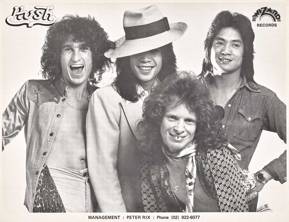 Promotional record company image of the band Hush.