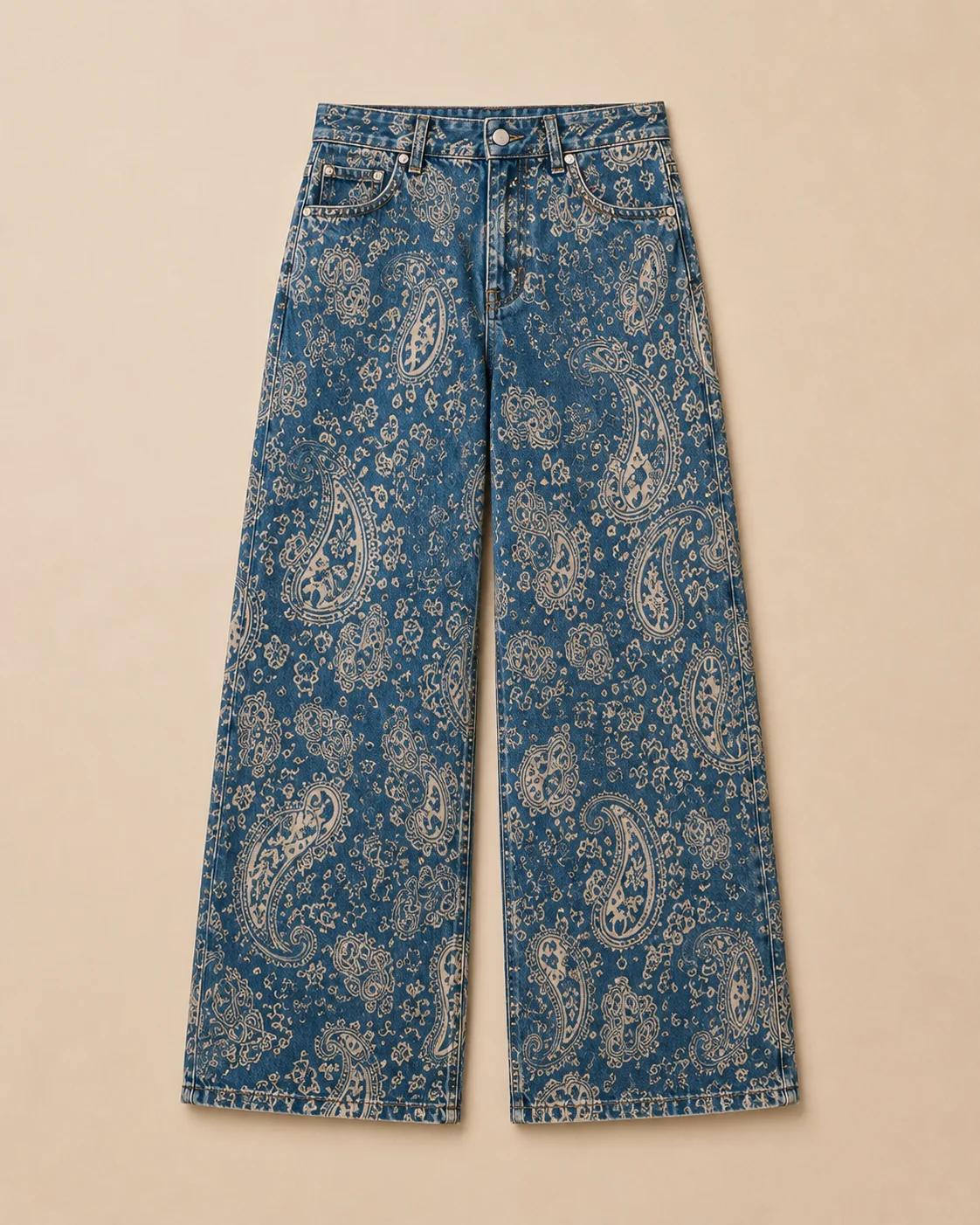Paisley Wide-Leg Denim Pants — view 1 of 2