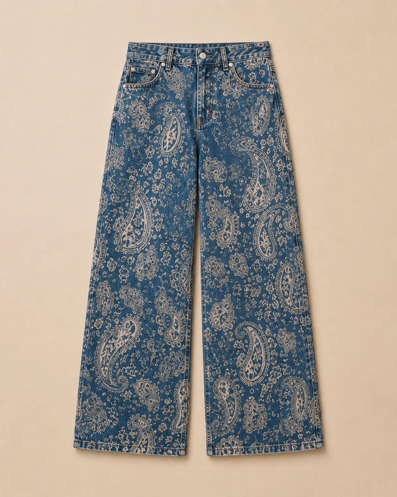 Paisley Wide-Leg Denim Pants — view 1 of 2