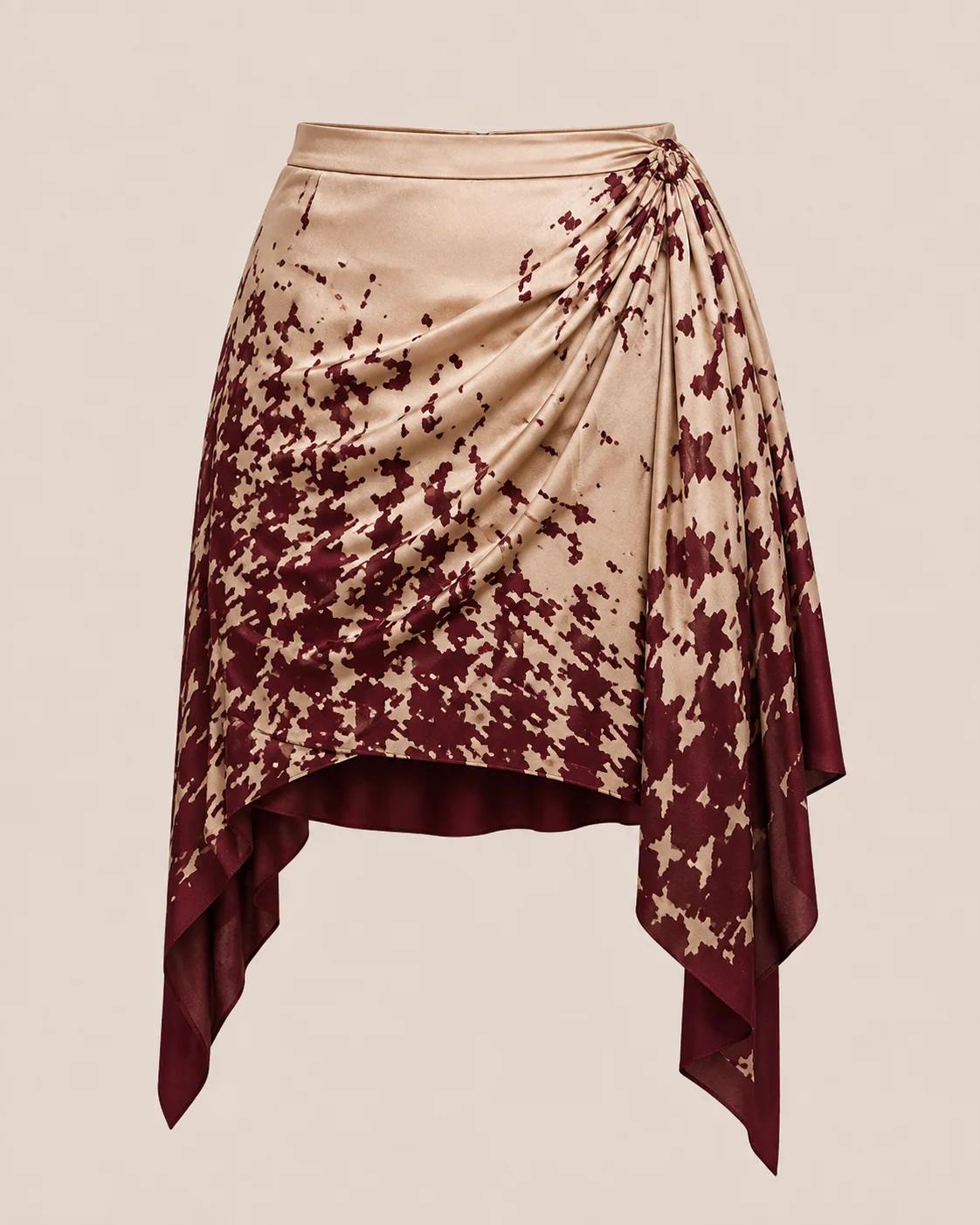 Liquid Houndstooth Draped Mini Skirt