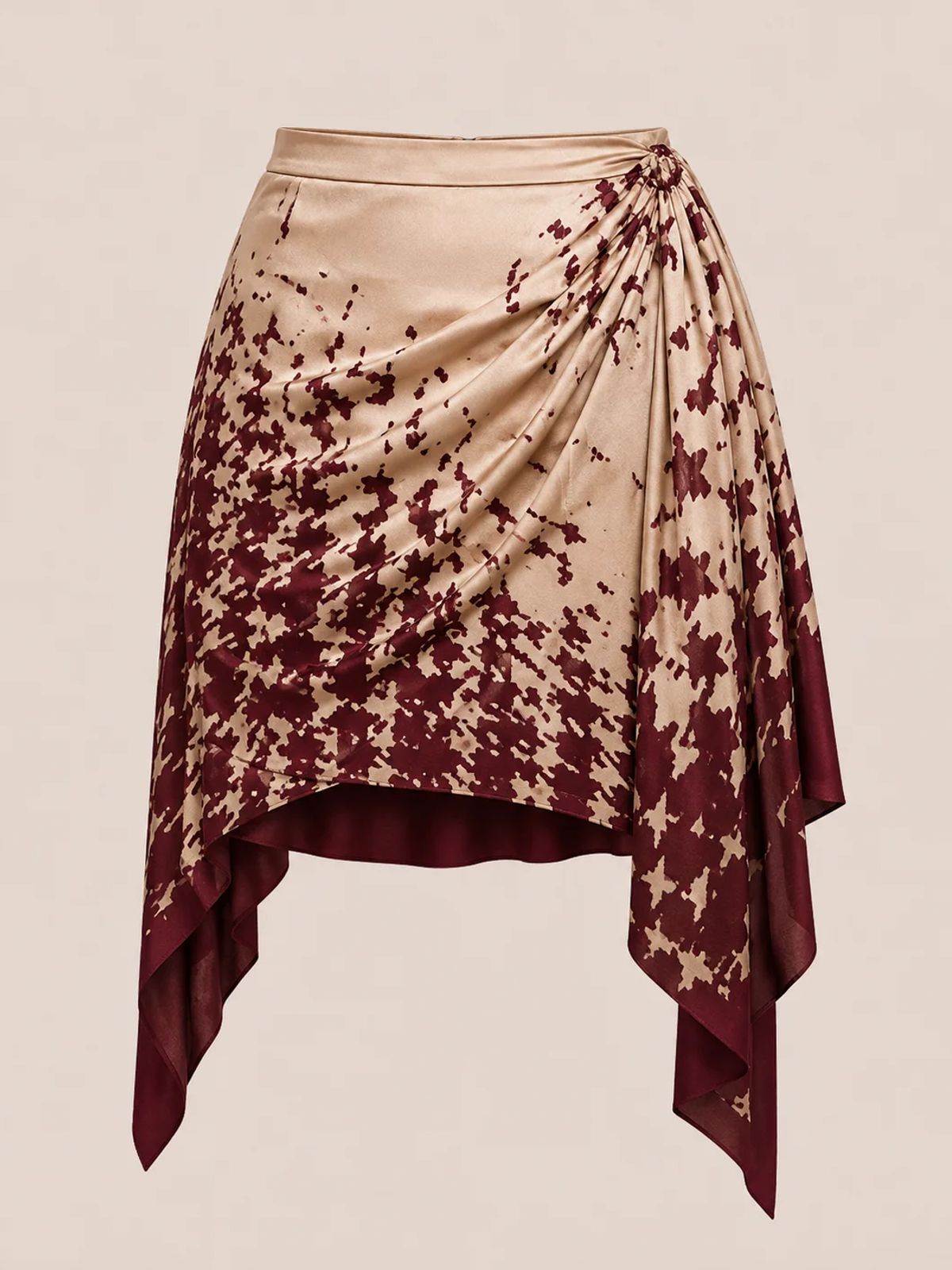 Liquid Houndstooth Draped Mini Skirt