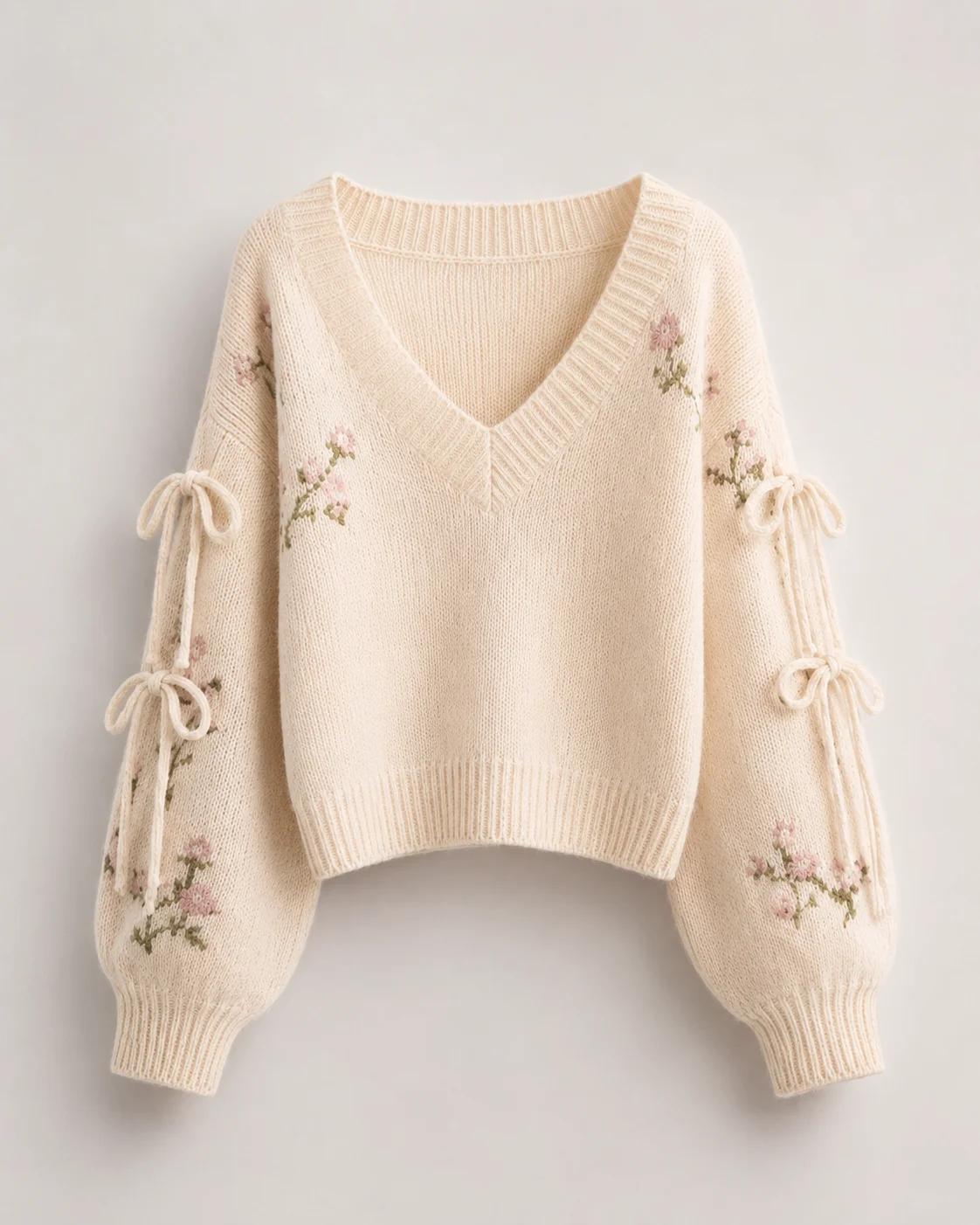 Soft Bloom Bow Knit Sweater