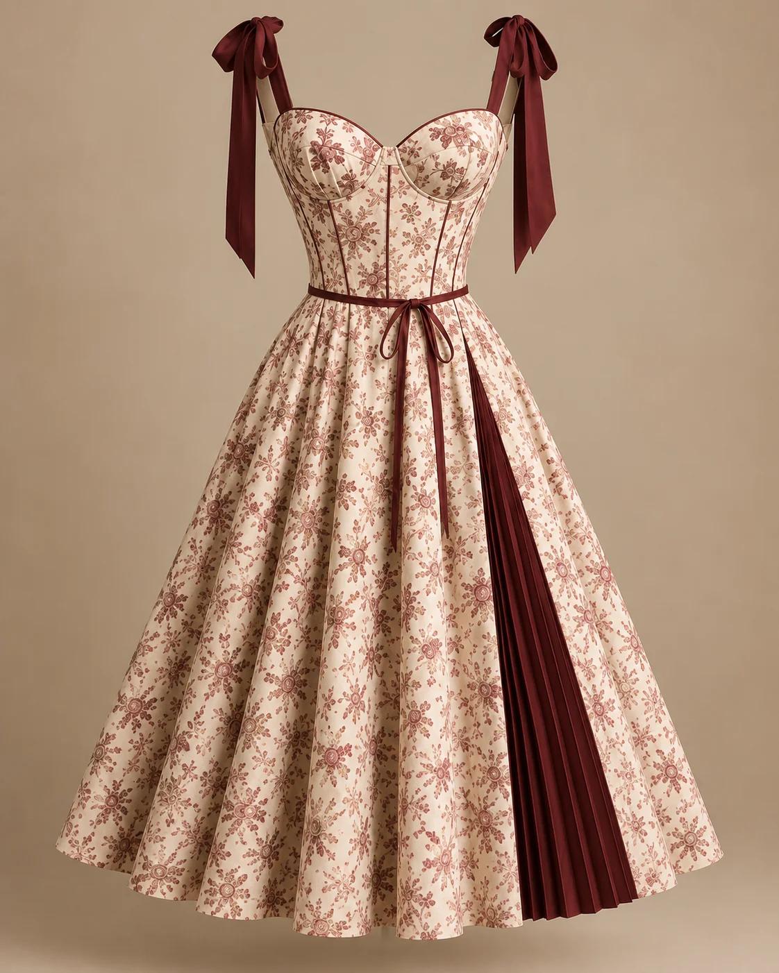 Burgundy Bloom Corset Dress