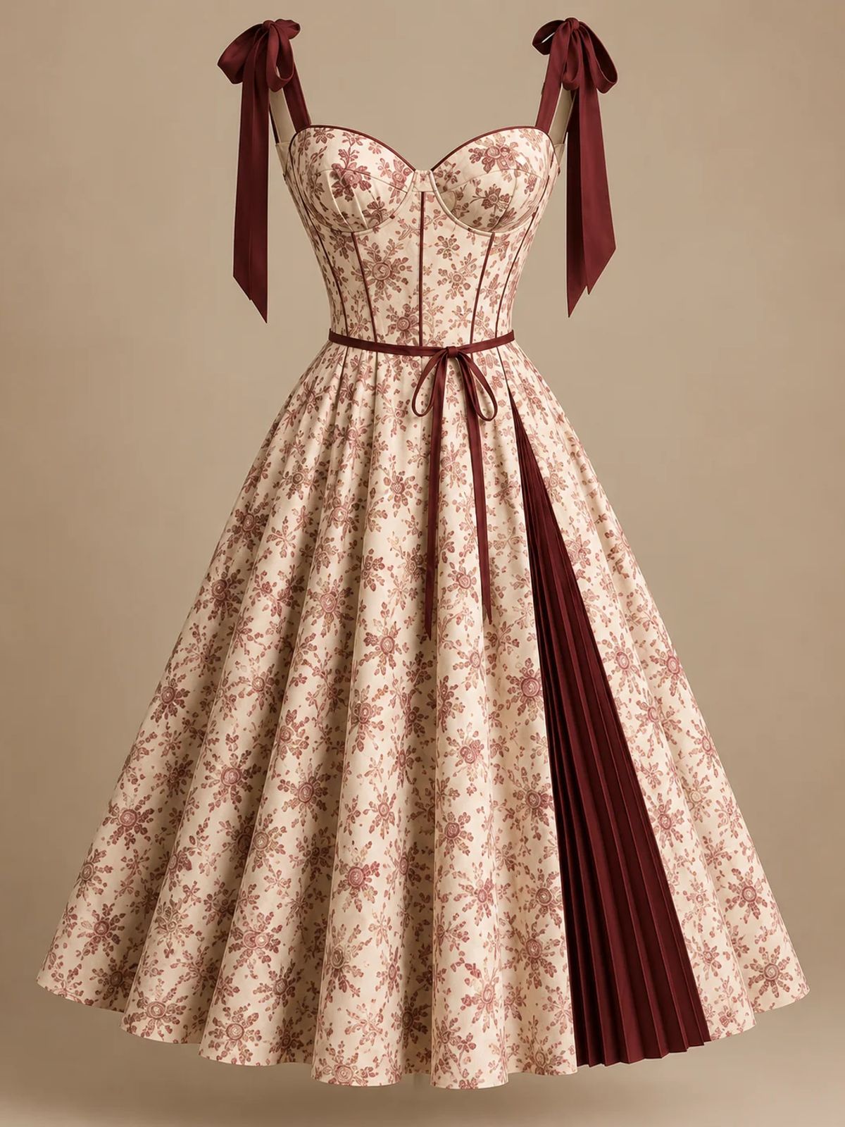 Burgundy Bloom Corset Dress