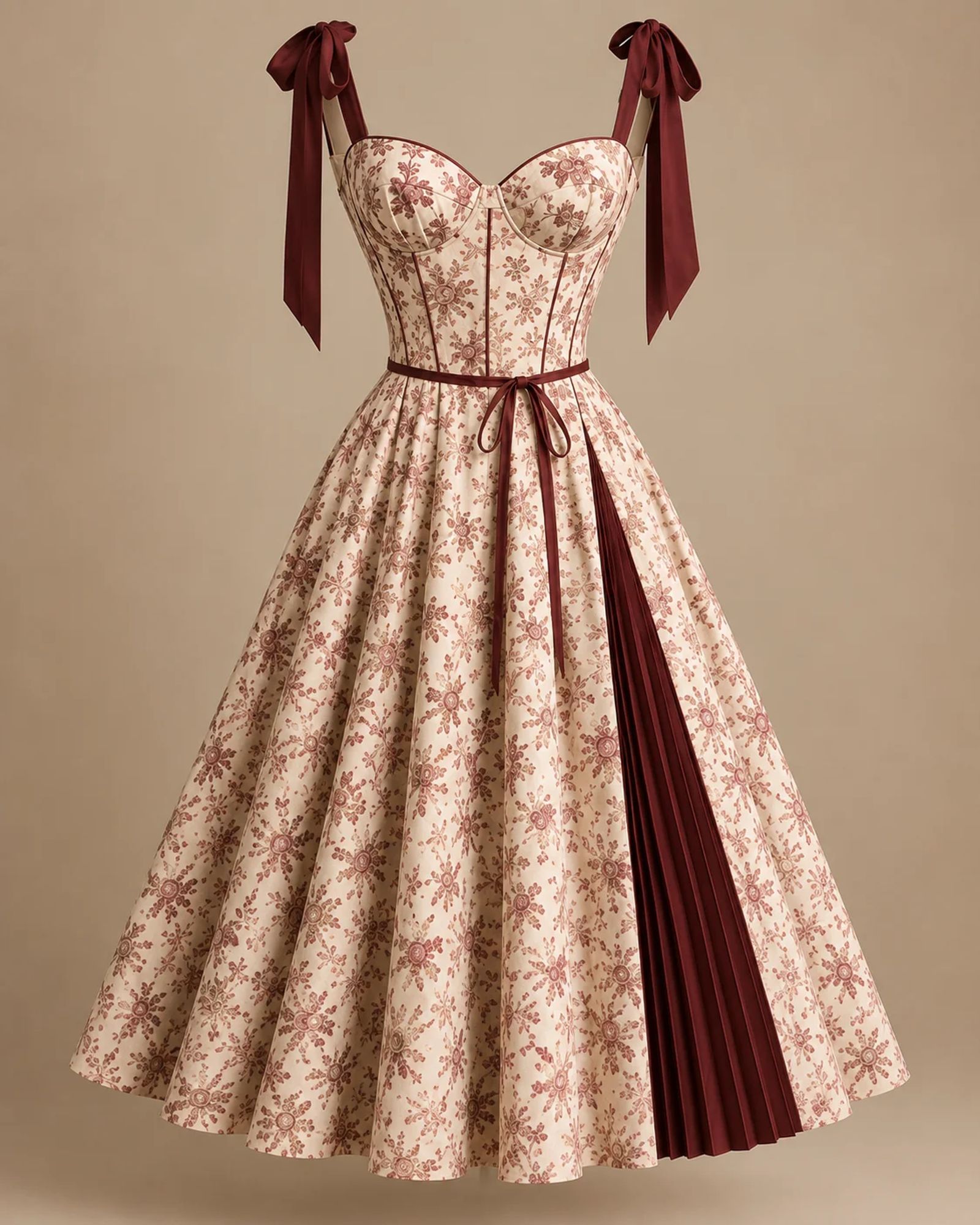Burgundy Bloom Corset Dress — view 1 of 4