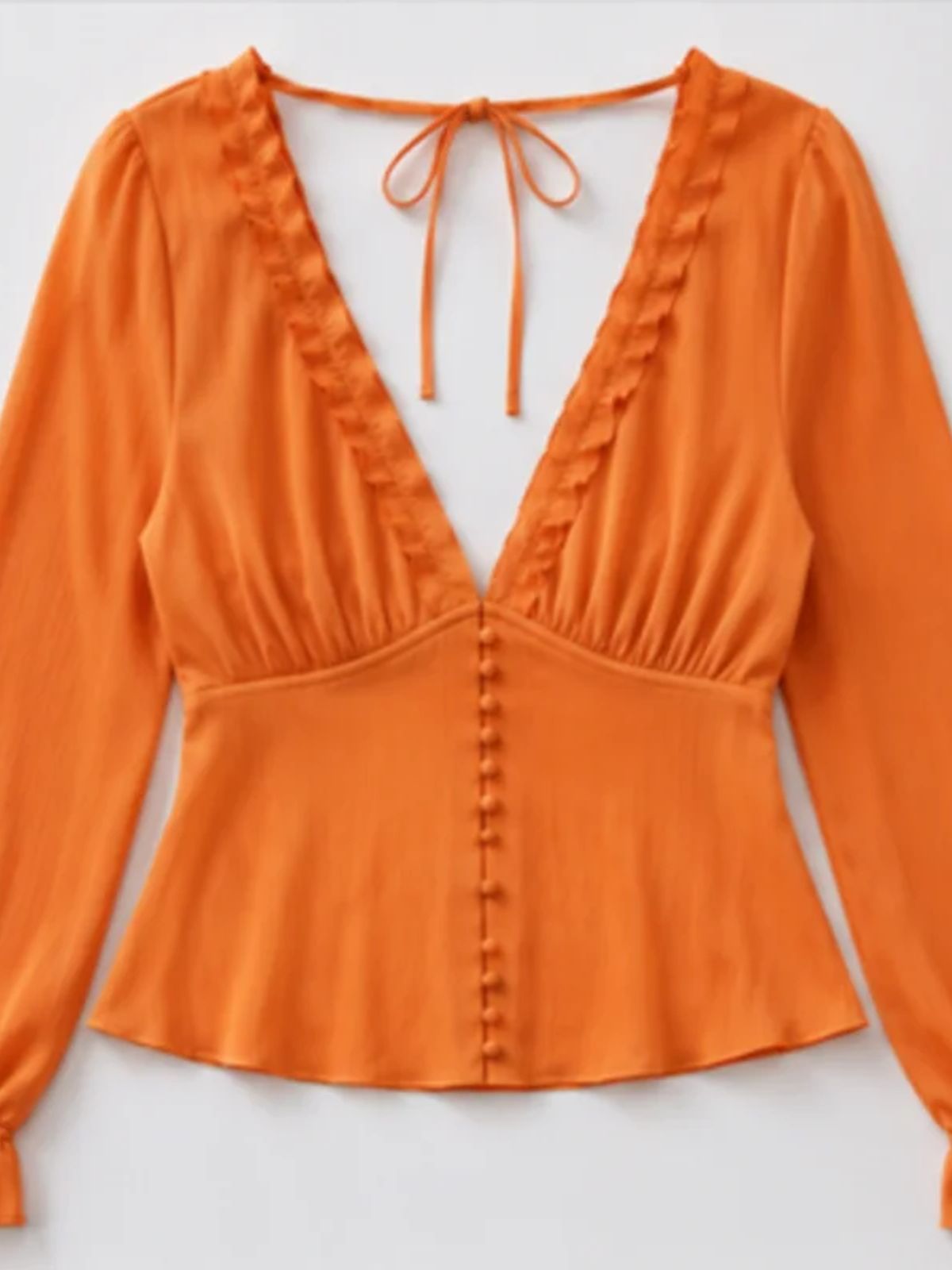 Orange Ruched Peplum Top