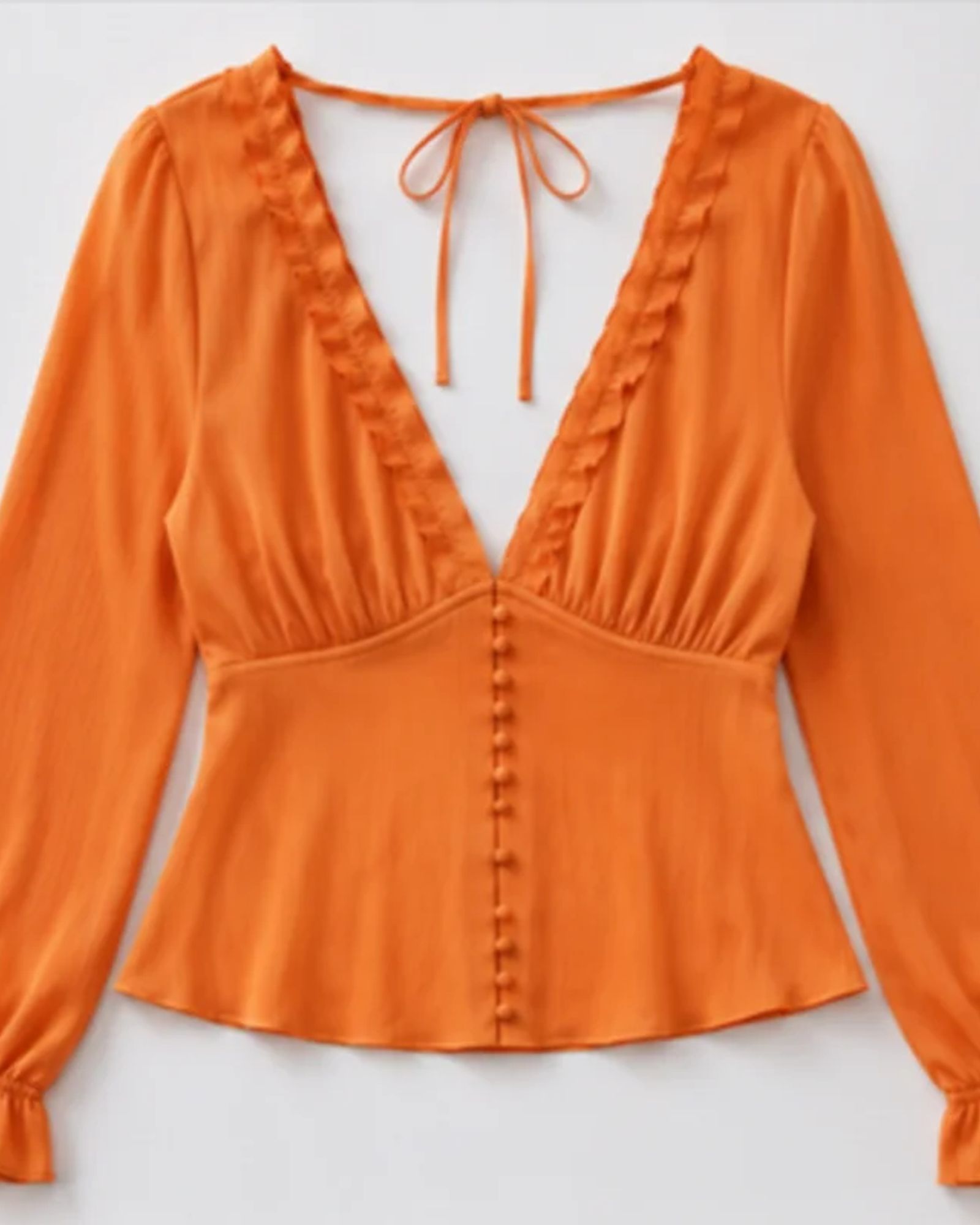 Orange Ruched Peplum Top — view 1 of 4