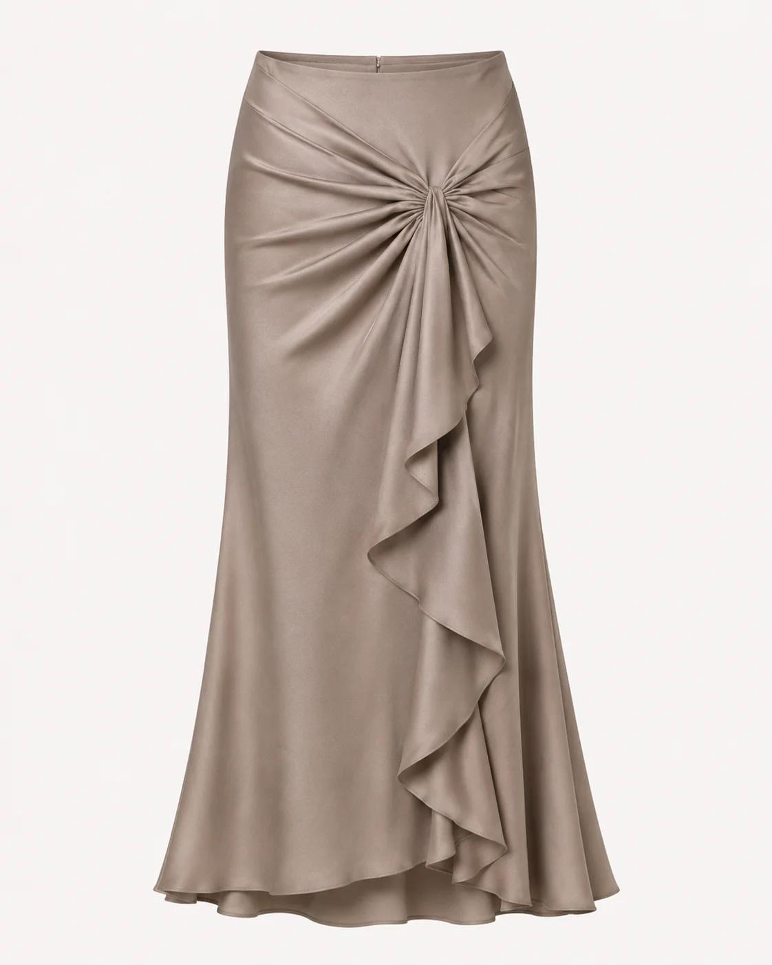 Sculpted Ruche Satin Skirt
