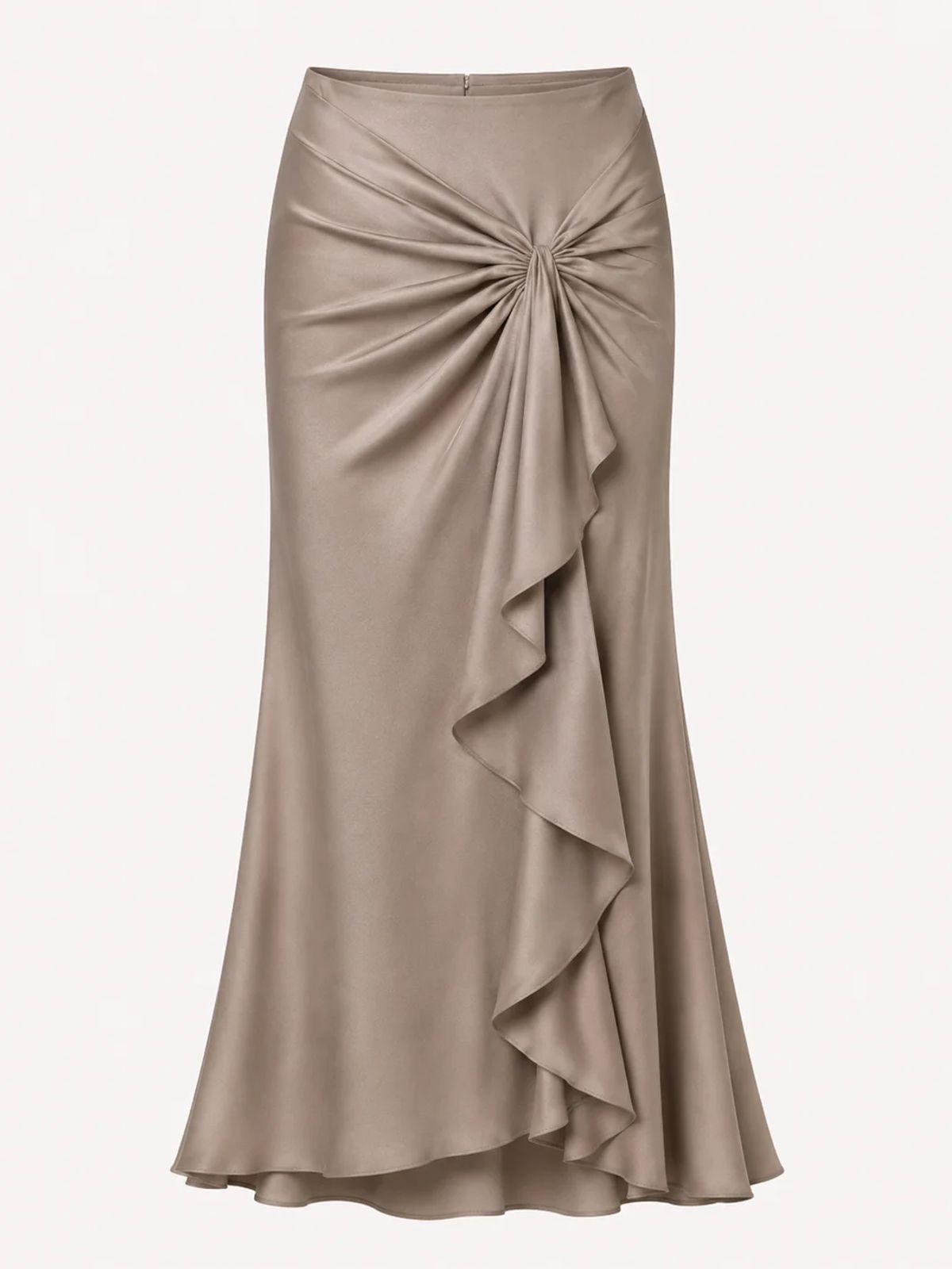 Sculpted Ruche Satin Skirt