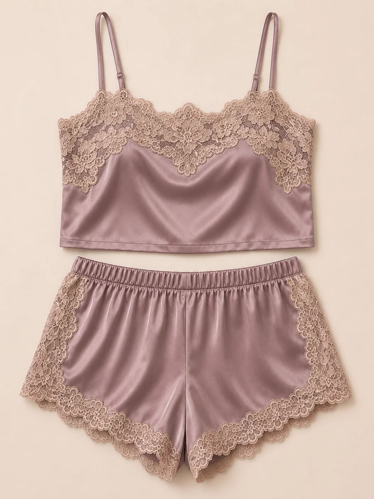 Luxury Satin Lace Cami & Shorts Sleepwear Set