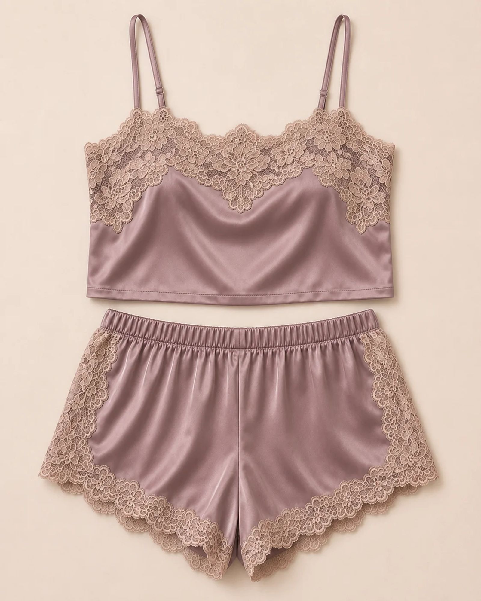 Luxury Satin Lace Cami & Shorts Sleepwear Set — view 1 of 3