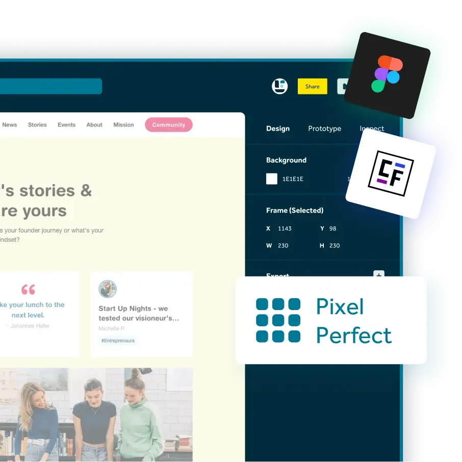 Dein Figma Design pixel-genau in Webflow entwickelt.