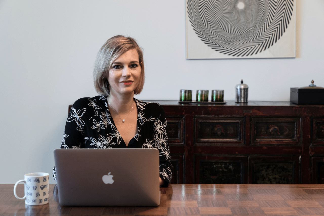 Beatrice Rieben at her desk