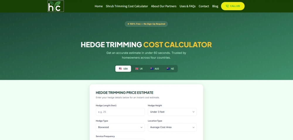 image of Hedge Trimming Cost Calculator