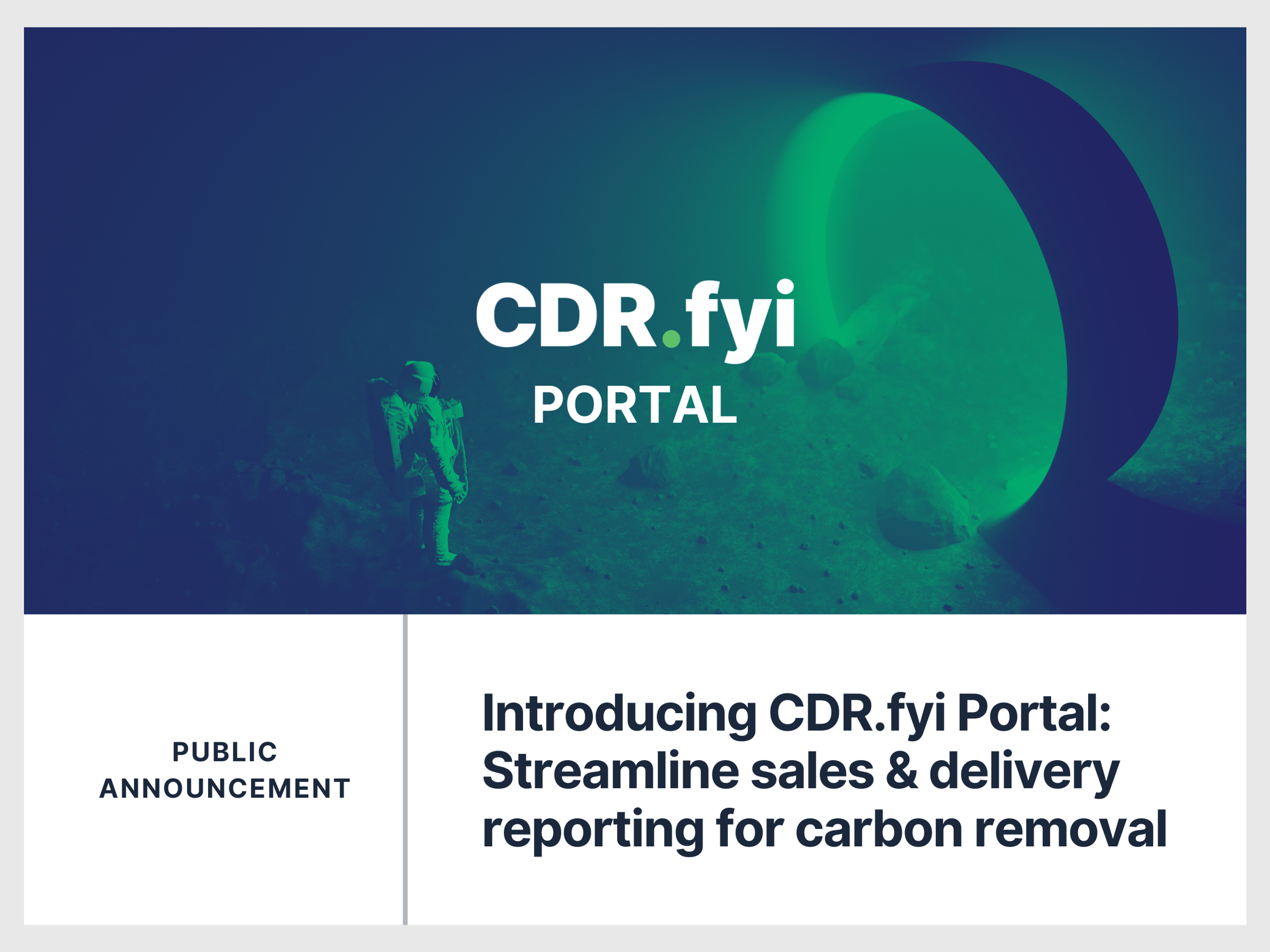 Introducing the CDR.fyi Portal: Streamline sales & delivery reporting for carbon removal blog post image