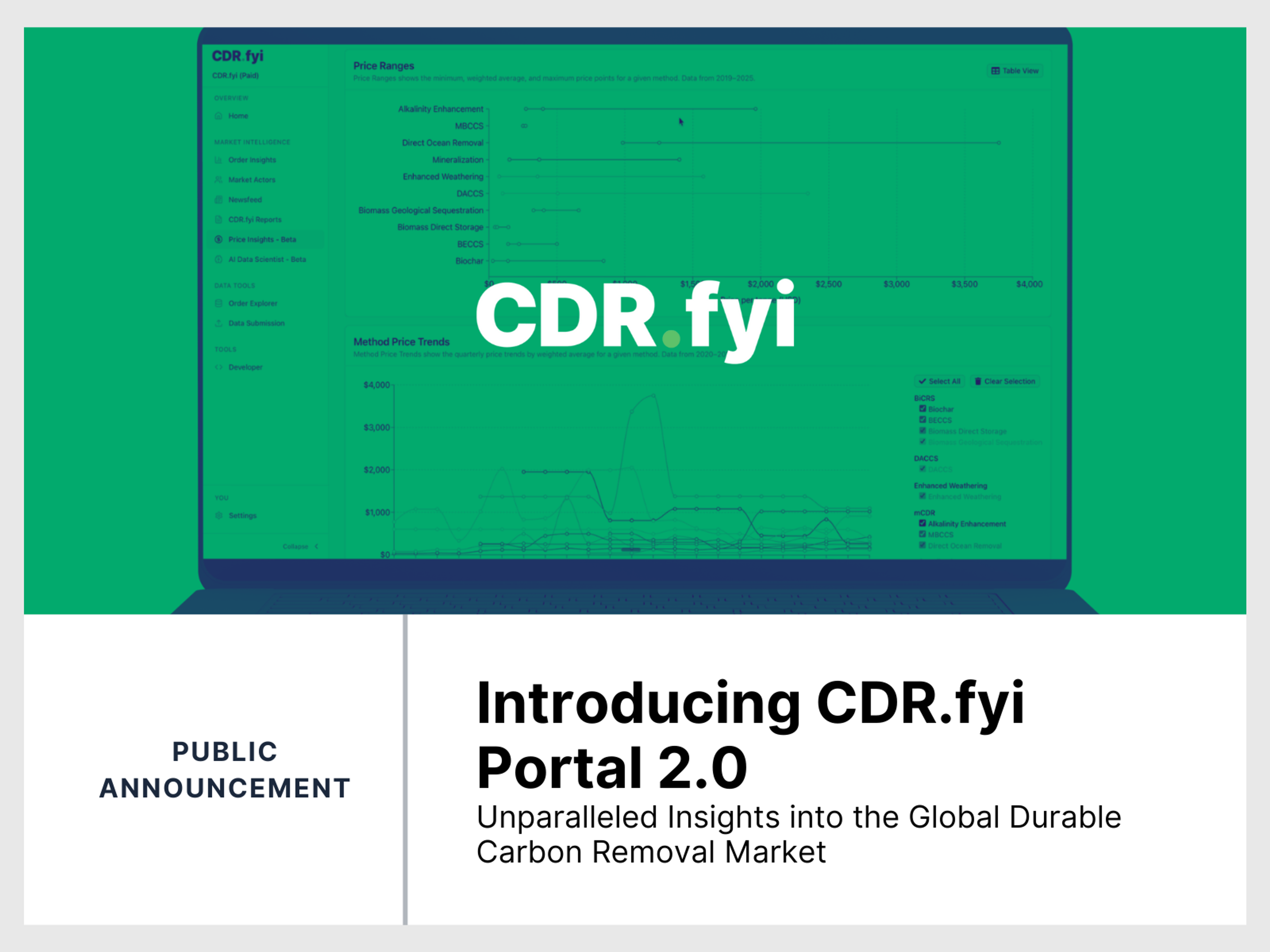 Introducing CDR.fyi Portal 2.0: Unparalleled Insights into the Global Durable Carbon Removal Market  blog post image